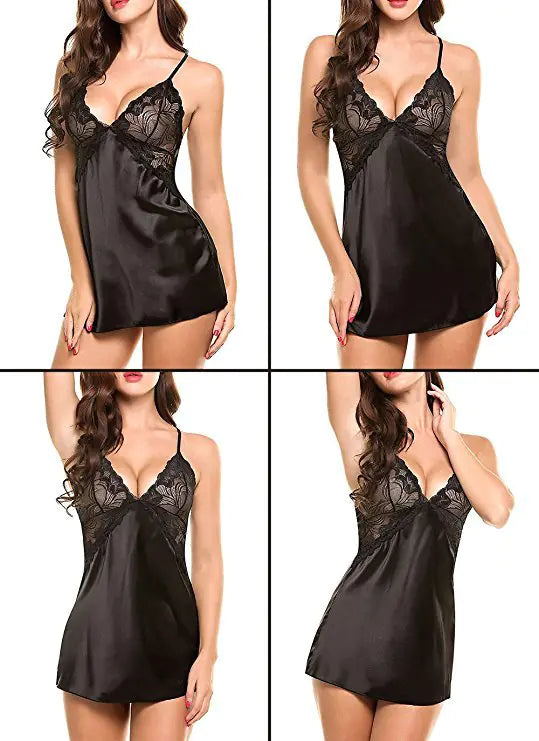 Women's Deep V Neck Backless Lingerie Nightwear
