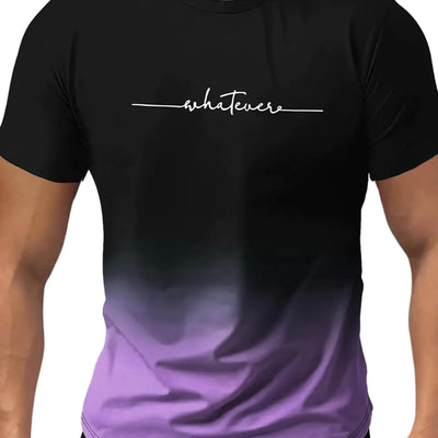 SOLY HUX Mens Letter Graphic Tee Short Sleeve T Shirts Ombre Summer Tops Streetwear Black and Purple XX-Large