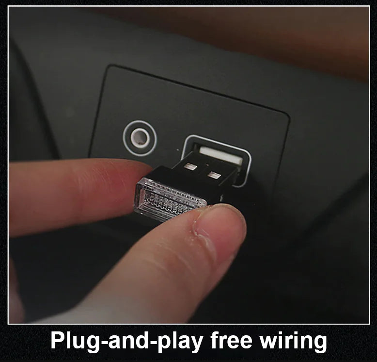 3x Mini Luz LED Azul USB Interior de Coche Lámpara de Ambiente Neón Accesorios