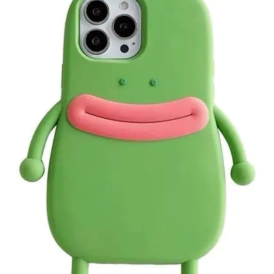 Fundas feas para iPhone 14 Pro, divertida funda para iPhone 14 Pro, funda de teléfono con rana 3D con pie, fundas de teléfono verdes extrañas, teléfono feo con ojos 3D de silicona linda para iPhone 14 Pro
