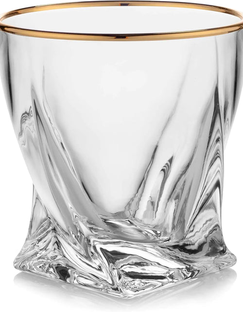 Load image into Gallery viewer, Gold-Rimmed Twisted Whiskey Glasses Set Of 4

