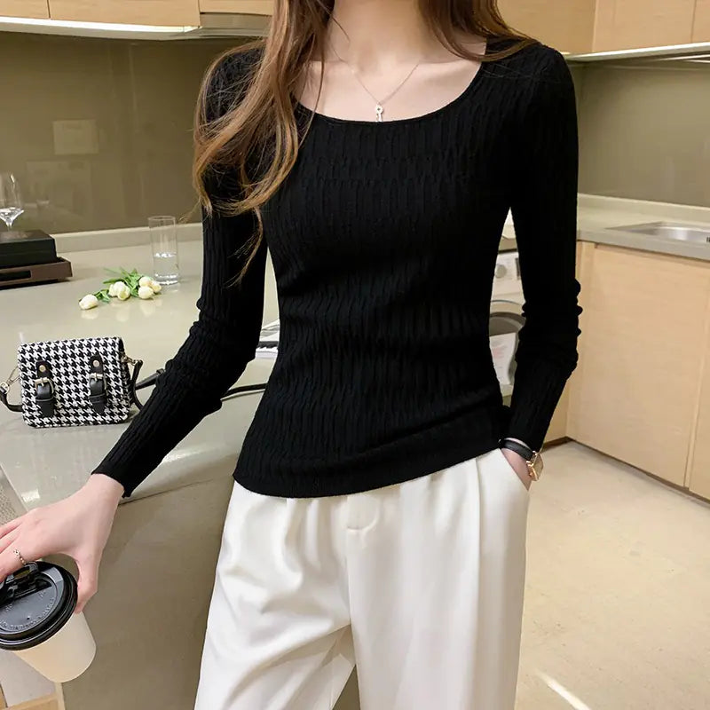 Stylish Women's Slim Round Neck Long-Sleeved Sweaters