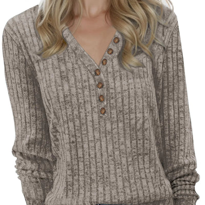 Buauty Womens Long Sleeve Sweaters Henley Shirts V Neck Tunic Tops for Womens Fall Fashion Sweaters Trendy 2024