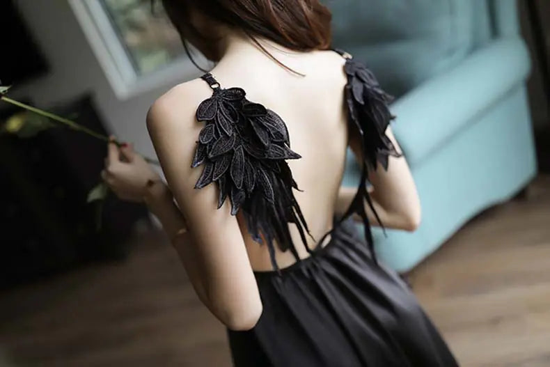 Robe bustier ailée, ensemble de lingerie dos nu pour femme