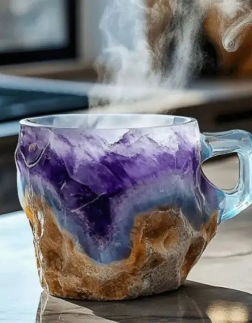 Charger l'image dans la visionneuse de galerie, Tasses à café en résine 400 ml avec poignées en forme de cristal minéral, élégantes tasses imitation cristal minéral pour la maison, le bureau, cadeau de Noël, gadgets de cuisine
