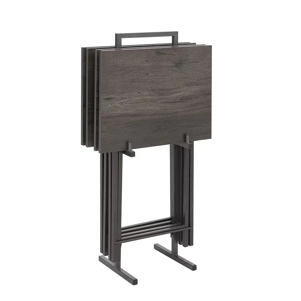 Ensemble de 5 Tables d'appoint Pliantes pour Télévision, Table Basse Pliable, Table de Chevet, Table à Grignoter, Gain de Place, Gris