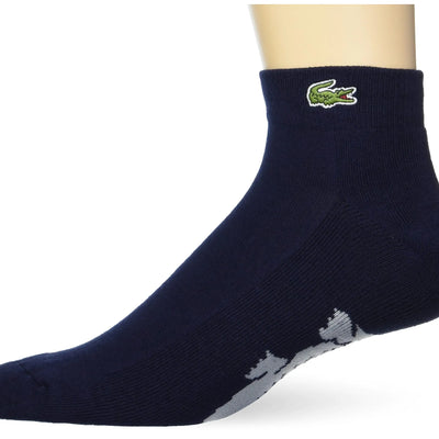 Lacoste Mens Performance Graphic Ankle Socks Navy Blue/Silver Chine Medium