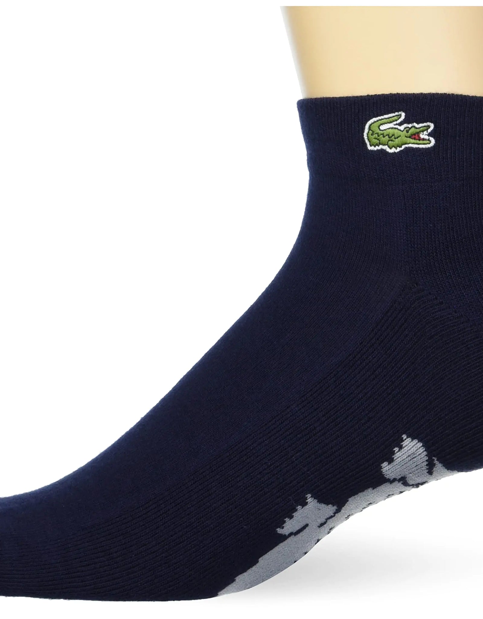 Lacoste Mens Performance Graphic Ankle Socks Navy Blue/Silver Chine Medium
