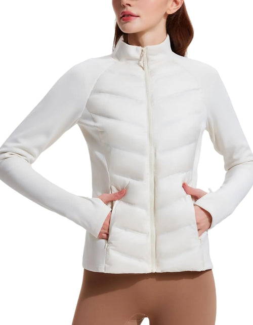 Load image into Gallery viewer, AFZ Lightweight Puffer Jacket Women Fall Soft Shell Hybrid Down-Fill Jacket for Running
