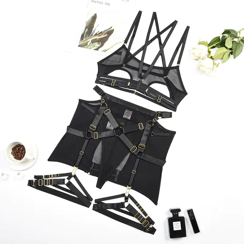 Conjunto de lencería sexy transparente de encaje de verano 2023