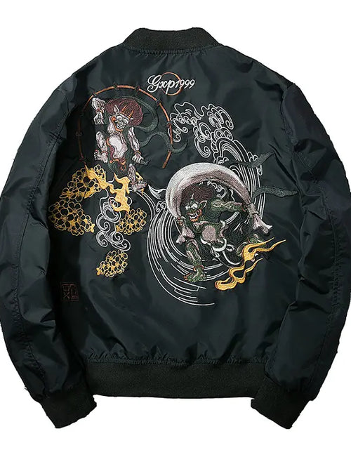 Cargar imagen en el visor de la galería, Chaqueta de piloto bordada y chaqueta de béisbol combinadas
