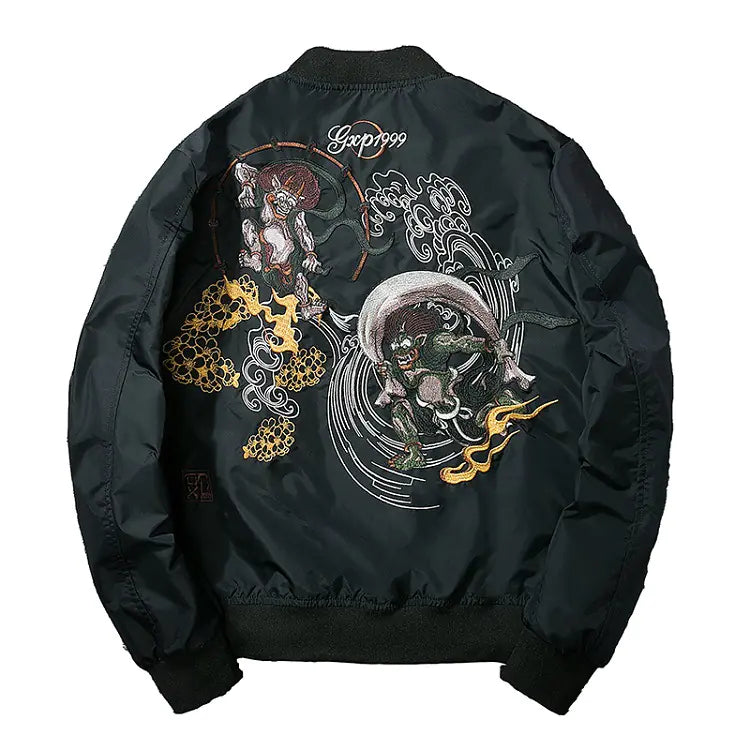 Chaqueta de piloto bordada y chaqueta de béisbol combinadas