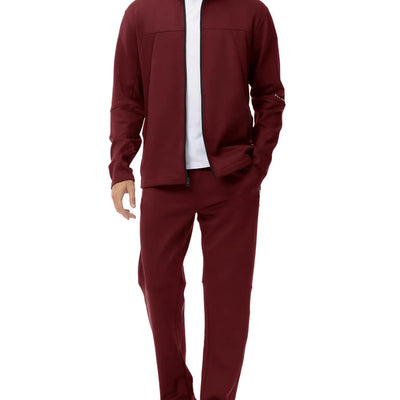 BGOWATU Mens Tracksuits 2 Piece Running Sports Sweatsuits For Men Full Zip Athletic Jackets and Pants Outfits Wine Red 2X
