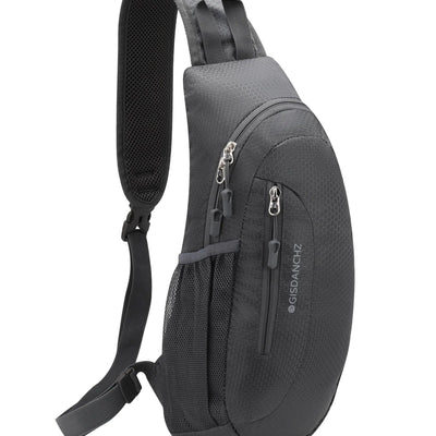 Gisdanchz Sling Bag for Men Women Sling Backpack Small Slim Sling Bags Cross Body Bag for Women Men Crossbody Shoulder Chest Bag Travel Hiking Daypack Sling Bag with Water Bottle Holder Dark Gray
