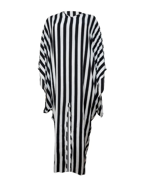 Load image into Gallery viewer, Elegant Plus Size Striped Party Dresses with Batwing Sleeves
