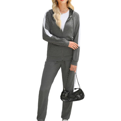 Marvmys Jogger Sets for Women 2 Piece TrackSuits Matching Jogging Pants Zip Up Workout Sweatsuits Gym Sports Athletic Grey XL