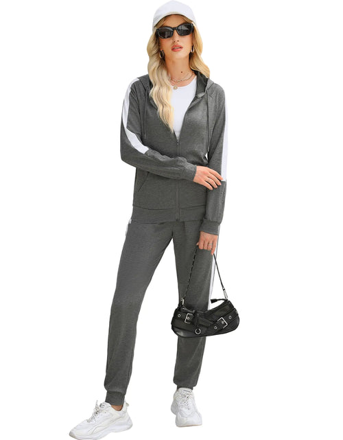 Load image into Gallery viewer, Marvmys Jogger Sets for Women 2 Piece TrackSuits Matching Jogging Pants Zip Up Workout Sweatsuits Gym Sports Athletic Grey XL
