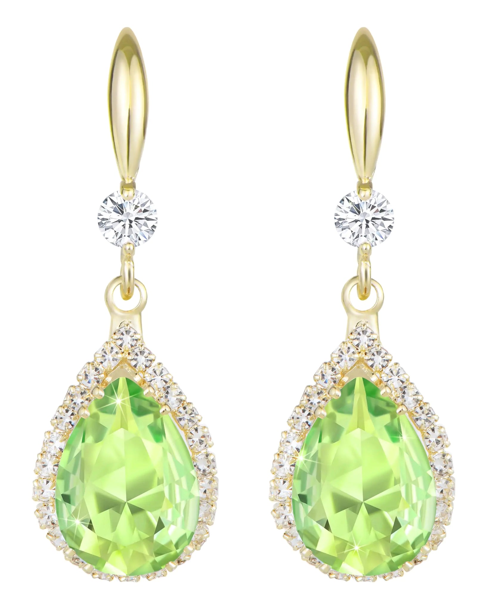 Pendientes colgantes Linawe verde lima y dorado para mujer, aretes modernos de imitación de diamantes y diamantes de imitación, aretes colgantes en forma de lágrima de circonia cúbica, peridoto, cristal, candelabro, joyería de disfraz de boda