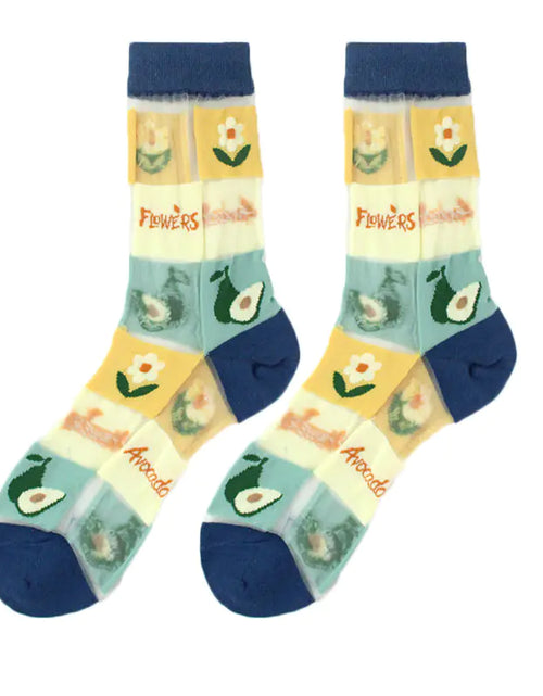 Load image into Gallery viewer, Fashionable Thin Mid Tube Flower Forest Glass Stockings
