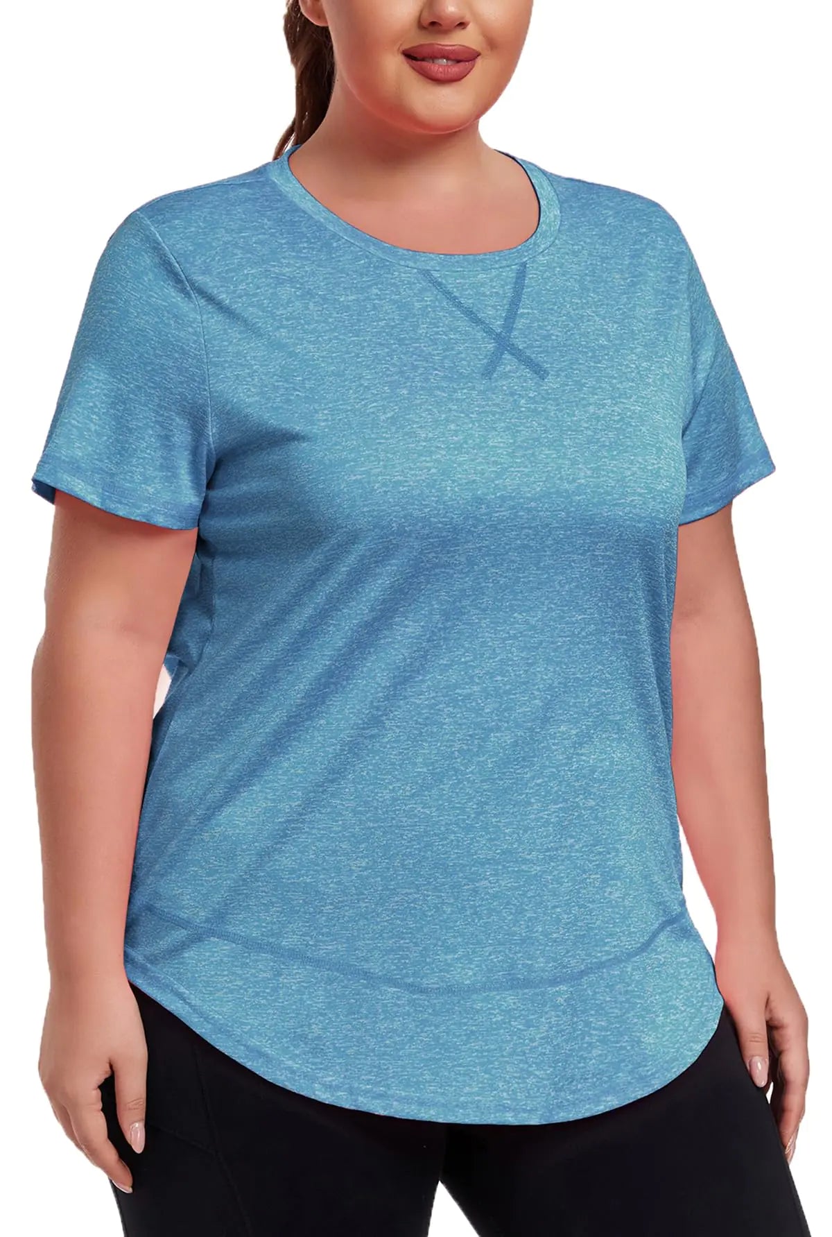 ForHailey Plus Size Workout Tops Plus Size Workout Clothes Athletic Short Sleeve T Shirts Gym Exercise Running Blue 3X-Large