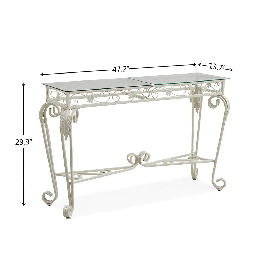 Mesa consola moderna de 2 niveles de cristal templado, mesa de entrada, mesa de sofá con estantes de almacenamiento