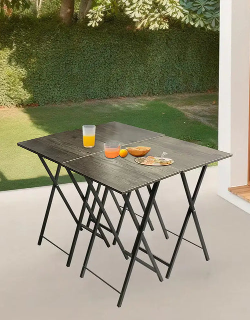 Charger l'image dans la visionneuse de galerie, Ensemble de 5 Tables d'appoint Pliantes pour Télévision, Table Basse Pliable, Table de Chevet, Table à Grignoter, Gain de Place, Gris
