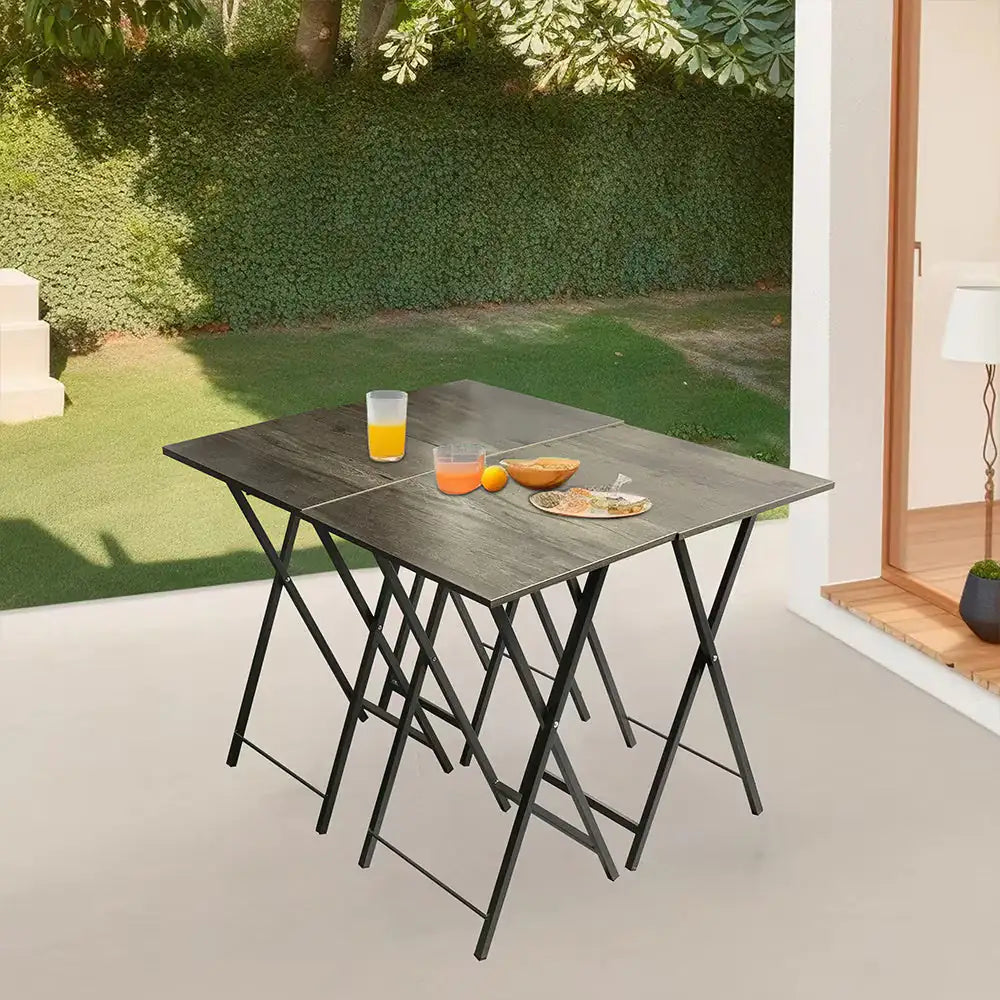 Ensemble de 5 Tables d'appoint Pliantes pour Télévision, Table Basse Pliable, Table de Chevet, Table à Grignoter, Gain de Place, Gris