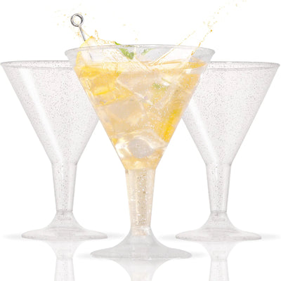 Liacere 24 Pack Silver Plastic Martini Glasses - 6.25oz Disposable Cocktail Glasses - Plastic Margarita Glasses - Plastic Cocktail Glasses Perfect for Wedding & Party & Birthday &Thanksgiving