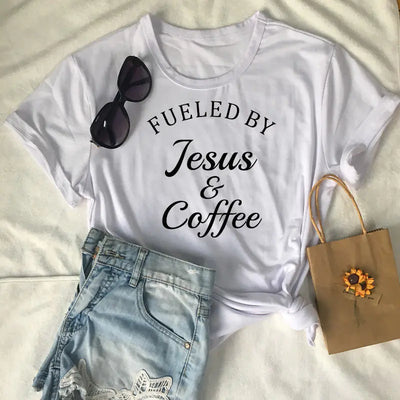 T-shirt à motif Jésus café – T-shirt tendance à manches courtes