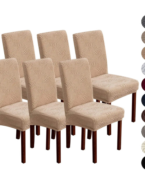 Cargar imagen en el visor de la galería, Fundas de silla de comedor YUEANG, fundas elásticas para sillas de comedor, fundas elásticas para sillas Parsons para comedor, protector de silla de cocina extraíble y lavable (caqui, paquete de 6)
