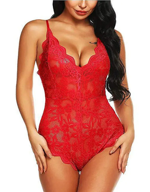 Charger l'image dans la visionneuse de galerie, Body en dentelle sans dos - Lingerie transparente pour adultes
