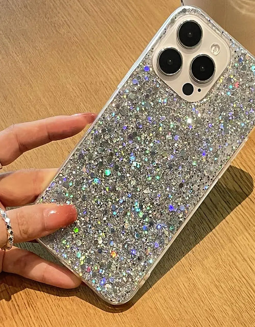 Cargar imagen en el visor de la galería, Funda MUYEFW para iPhone 11, brillante para mujeres y niñas, funda protectora bonita de 6.1 pulgadas (plateado)
