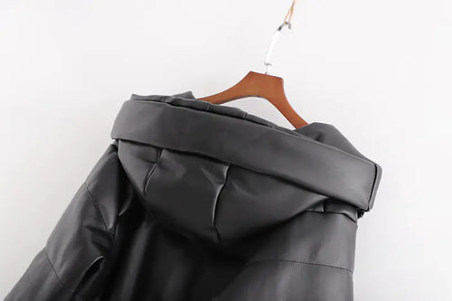Load image into Gallery viewer, Warm Cotton Jacket, PU Leather Coat, PU Jacket
