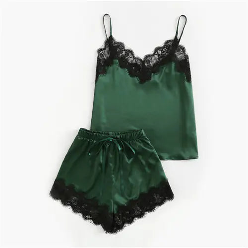 Conjunto de pijama de lencería de mujer con encaje (varios colores)