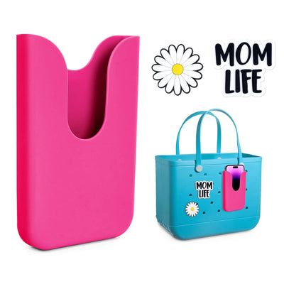 Soporte de silicona para teléfono compatible con bolsos Bogg Bag XL/original, 2 unidades de dijes para accesorios de Bogg Bag, tamaño portátil genérico apto para teléfonos iPhone y Android, accesorios y aditamentos para bolsos de playa.