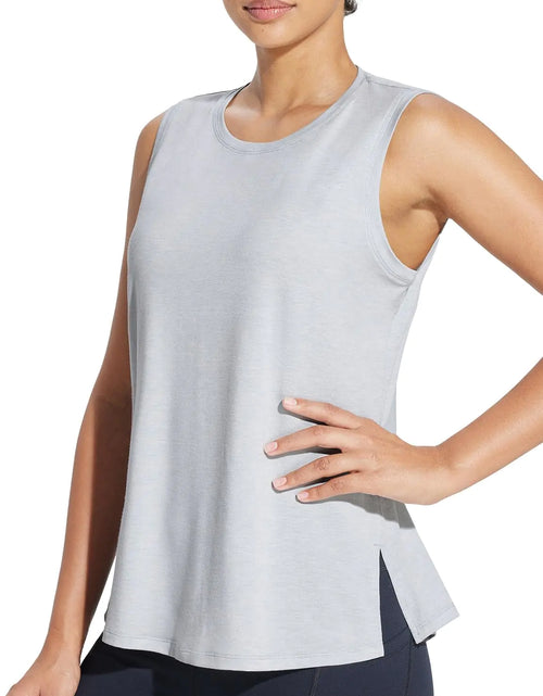 Load image into Gallery viewer, BALEAF Workout Tank Tops for Women Sleeveless Athletic Tops Loose Fit Running Shirts High Neck Yoga Gym Clothes Grey XL
