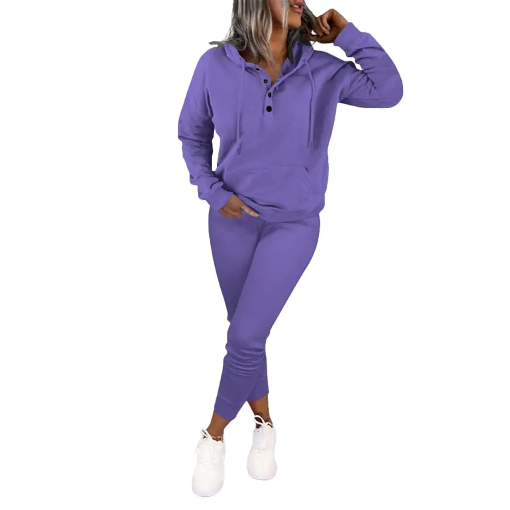 Nimsruc Two Piece Outfits For Women Jogging Suits Casual Sweatsuits Jogger Tracksuits Long Sleeve Hoodie Matching Sets Gradient Light Purple L