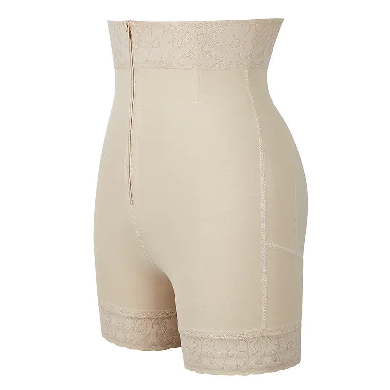 Mid-Rise Shapewear Control Briefs with Lace and Zipper