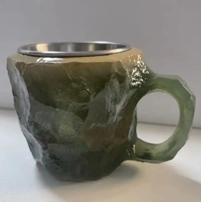 Tasses à café en résine 400 ml avec poignées en forme de cristal minéral, élégantes tasses imitation cristal minéral pour la maison, le bureau, cadeau de Noël, gadgets de cuisine