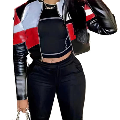 ksotutm Leather Jacket Motorcycle Jacket Bomber Jacket Women Racer Lightweight Bike Nascar Jacket Coats