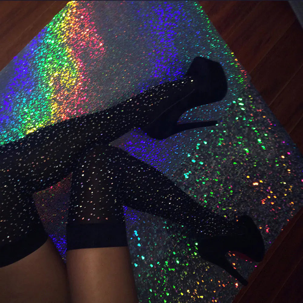 Rhinestone Striped Women's Stockings - European Style