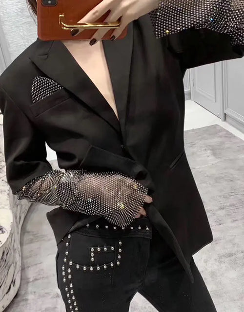 Load image into Gallery viewer, Rhinestone Patchwork Suit Jacket
