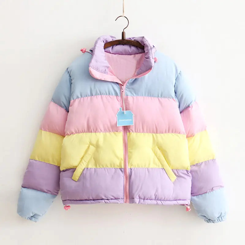 Rainbow Loose Thick Cotton Jacket (Bread Jacket)