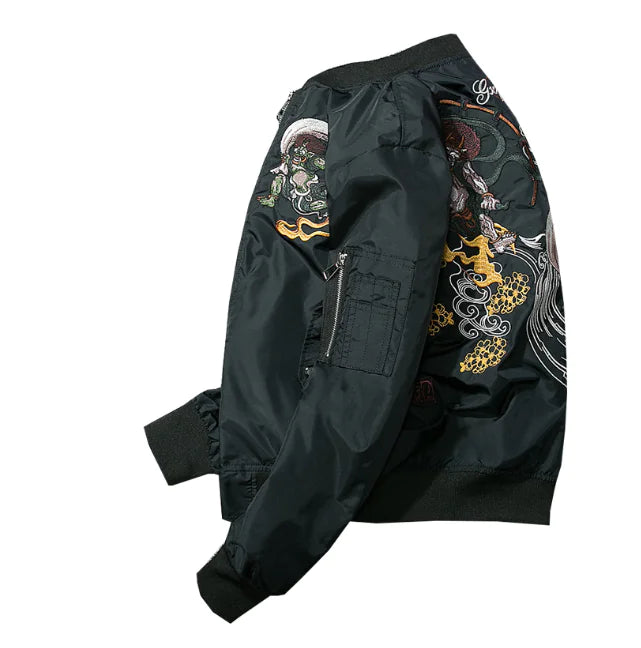 Chaqueta de piloto bordada y chaqueta de béisbol combinadas