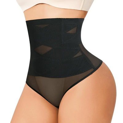 JOSERGO Thong Shapewear Tummy Control Shaping Underwear for Women High Waist Body Shaper - BlackLarge