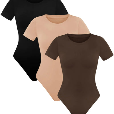GAYHAY Paquete de 3 Bodysuits para Mujer - Bodysuit Negro para Mujer Blusas Lindas Camisetas para Mujer Trajes de Noche