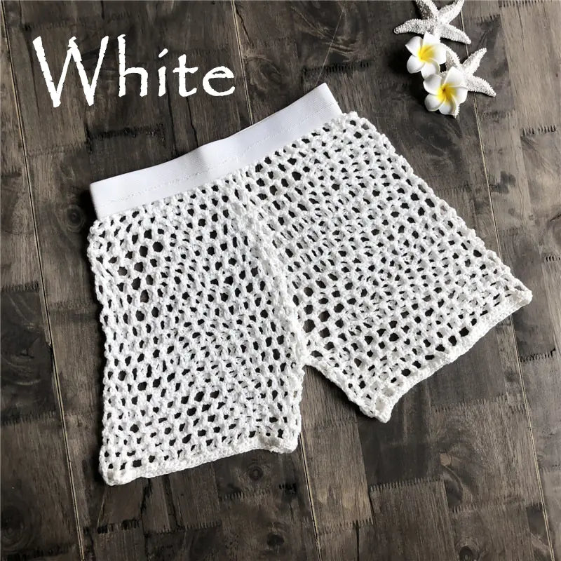 Cotton Fishing Net Shorts for Women, Beach Swimwear