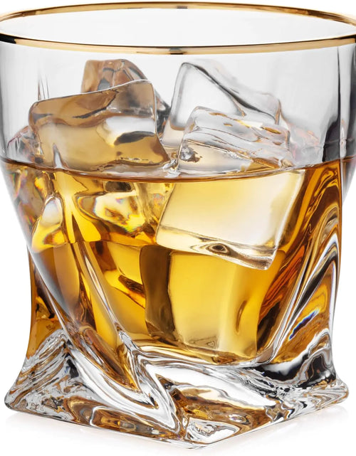 Load image into Gallery viewer, Gold-Rimmed Twisted Whiskey Glasses Set Of 4
