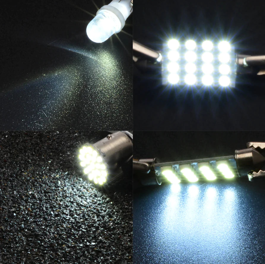 Kit de 14 luces LED interiores para coche T10 de 36 mm para techo, maletero y matrícula