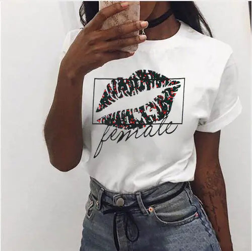 Charger l'image dans la visionneuse de galerie, T-shirt à imprimé lèvres, Tee-shirt graphique, Haut décontracté
